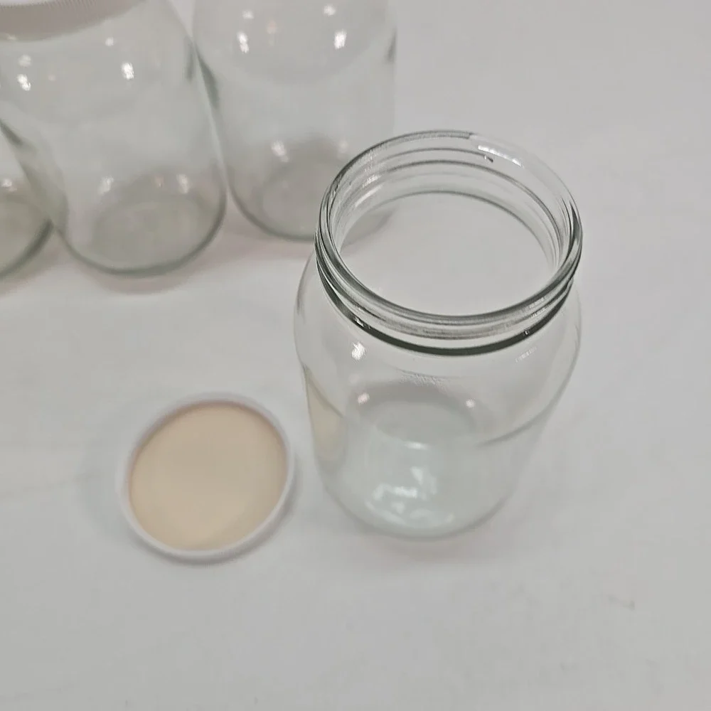 5 Pack 16 Oz Clear Glasd Jars with Plastic Lids Food Storage‎